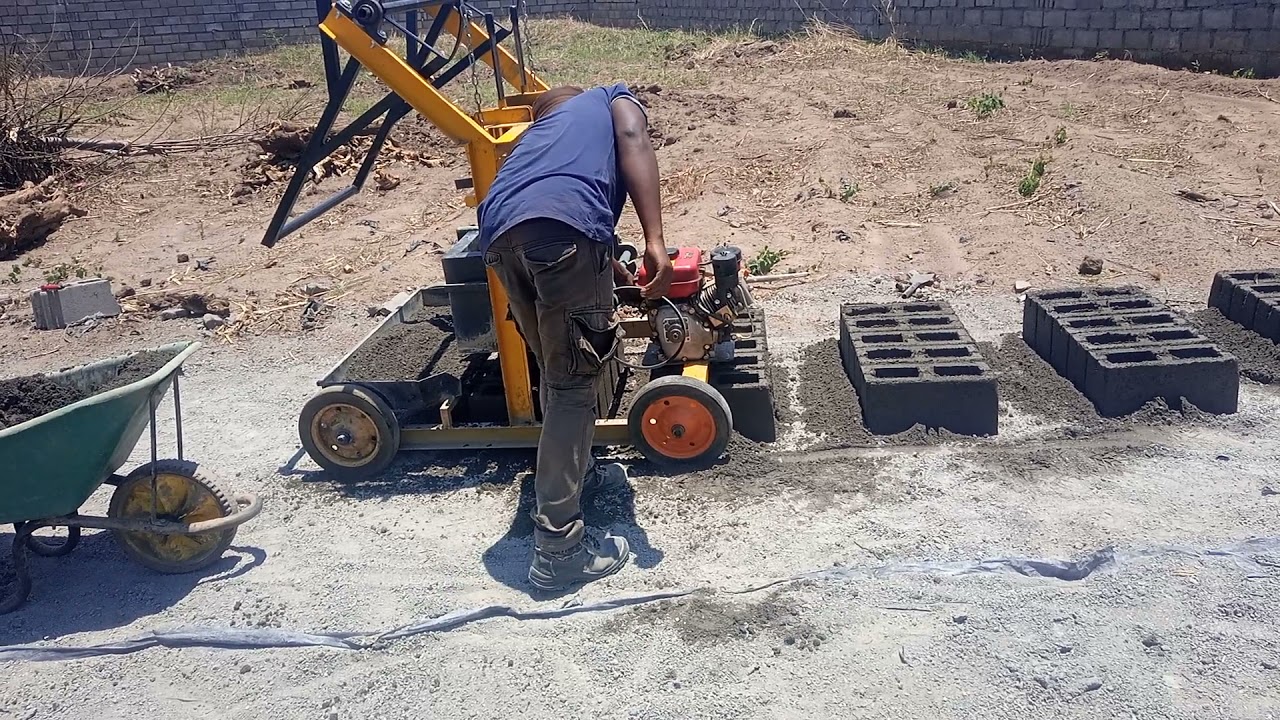 Making Hollow Blocks On Site For Our Second Client. using a concrete block machine. #gambia