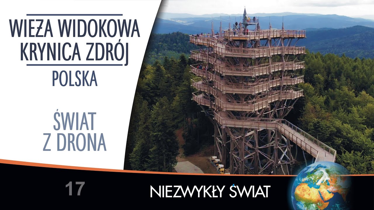 Świat z drona - Polska - Wieża widokowa - Krynica Zdrój - 4K