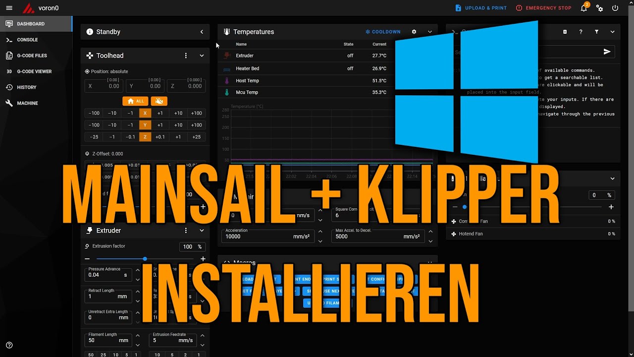 Mainsail + Klipper installieren auf dem Raspberry PI unter Windows