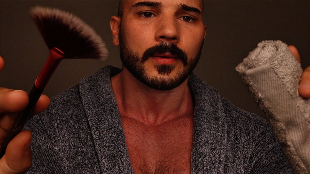 ASMR Realistic Face Treatment for Sleep 💆🏻‍♂️ Massage - Brushing - Tracing (Dark Screen ASMR)