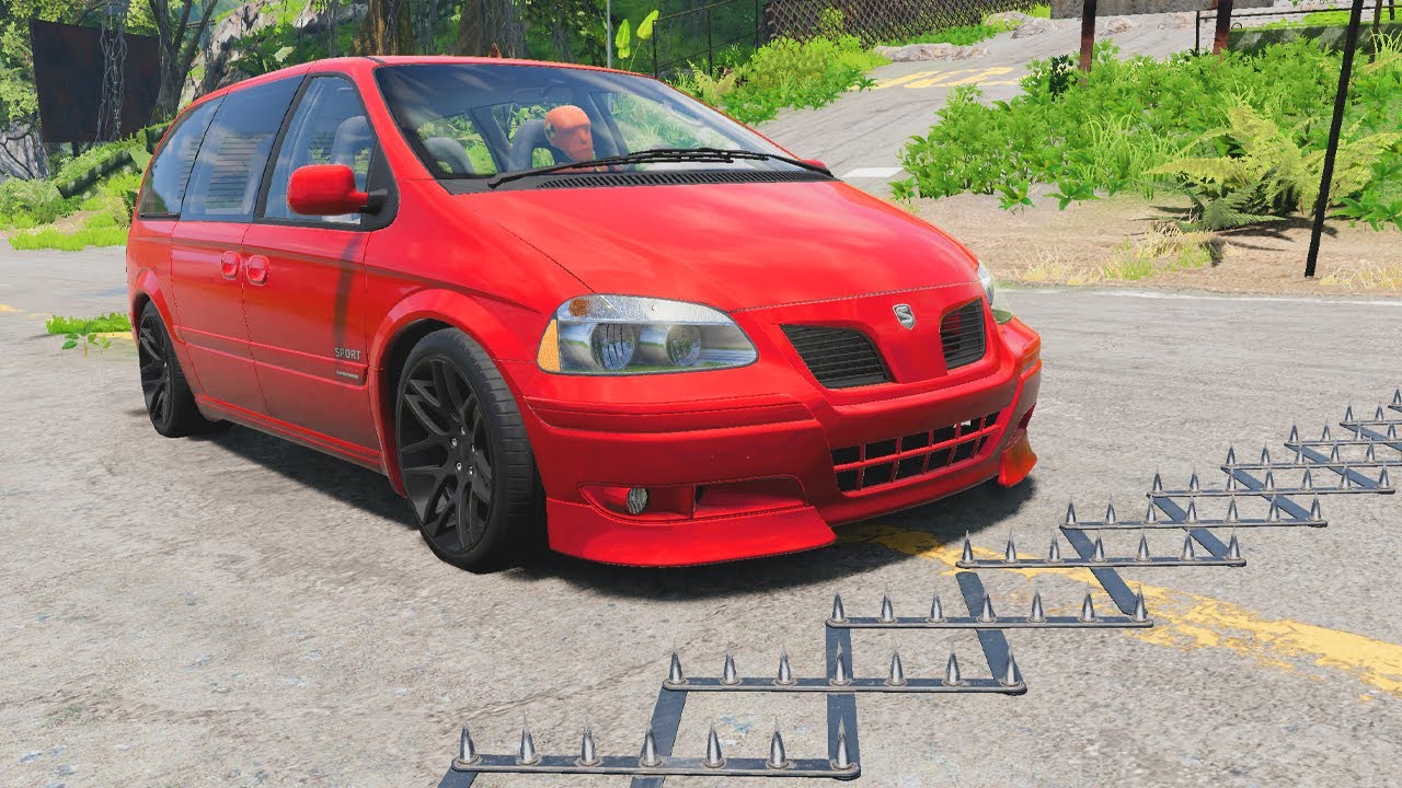 Cars vs Spikes #4 - BeamNG Drive
