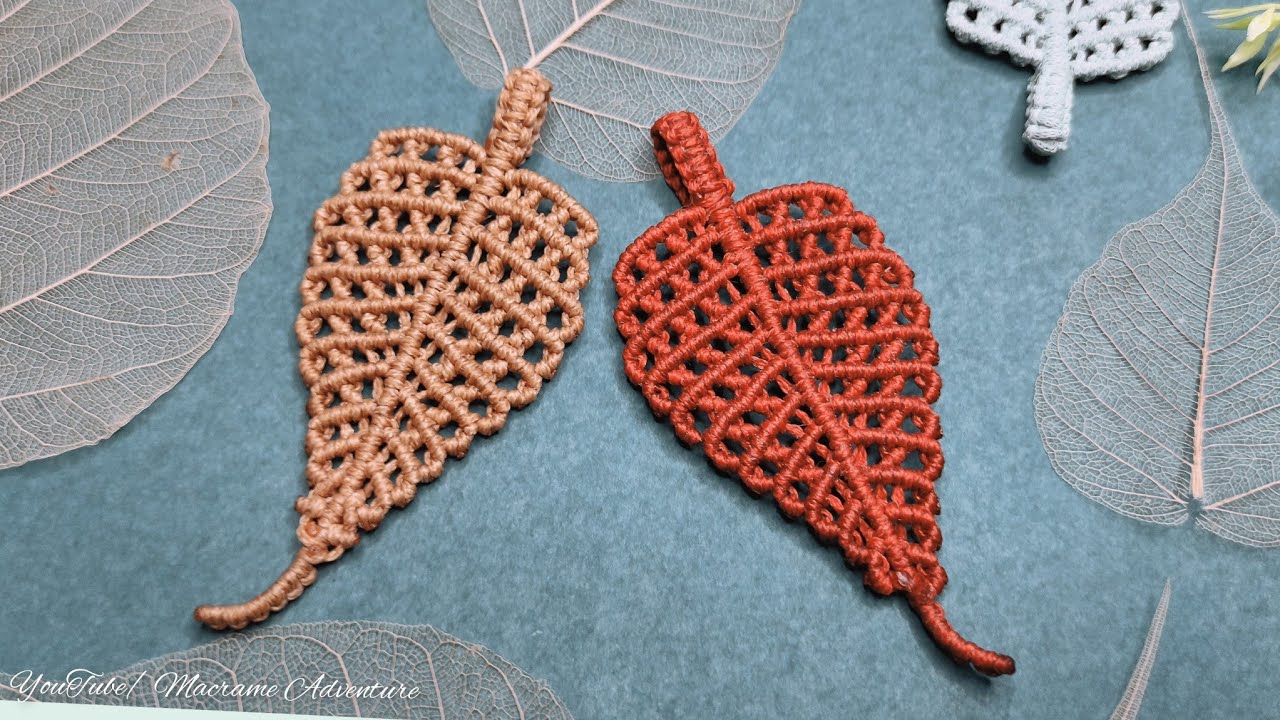 Tutorial DIY Macrame Skeleton Leaf | Macrame keychain