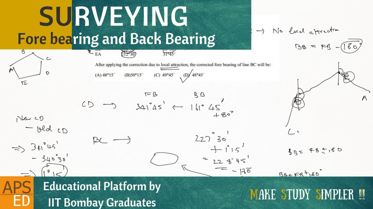 Fore Bearing and Back Bearing | Surveying