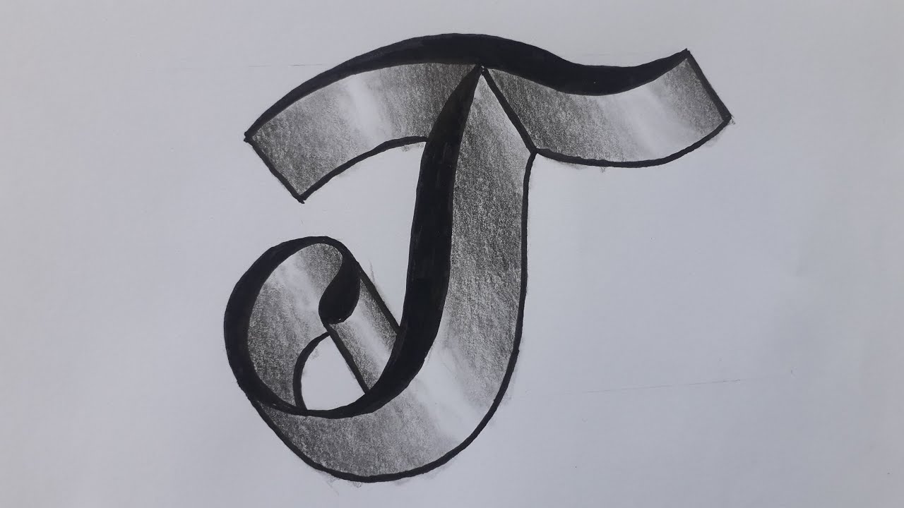 3d Drawing Letter T On Paper For Beginners / How To Write Easy Art / Make Step By Step