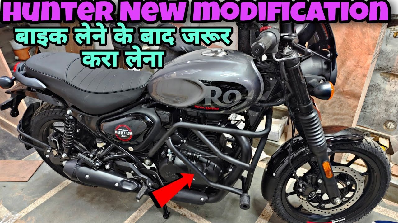 royal enfield hunter 350 modified 💯| hunter new crash guard ✅ | Skd bike world