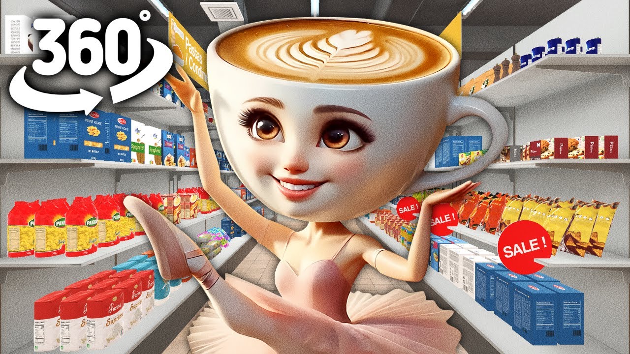 Ballerina Cappuccina in SUPERMARKET ! | 360° VR Animation