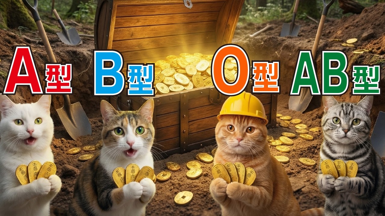 【血液型あるある】100億円の埋蔵金の使い方編🐈(偏見)【AI猫にゃんダフル】