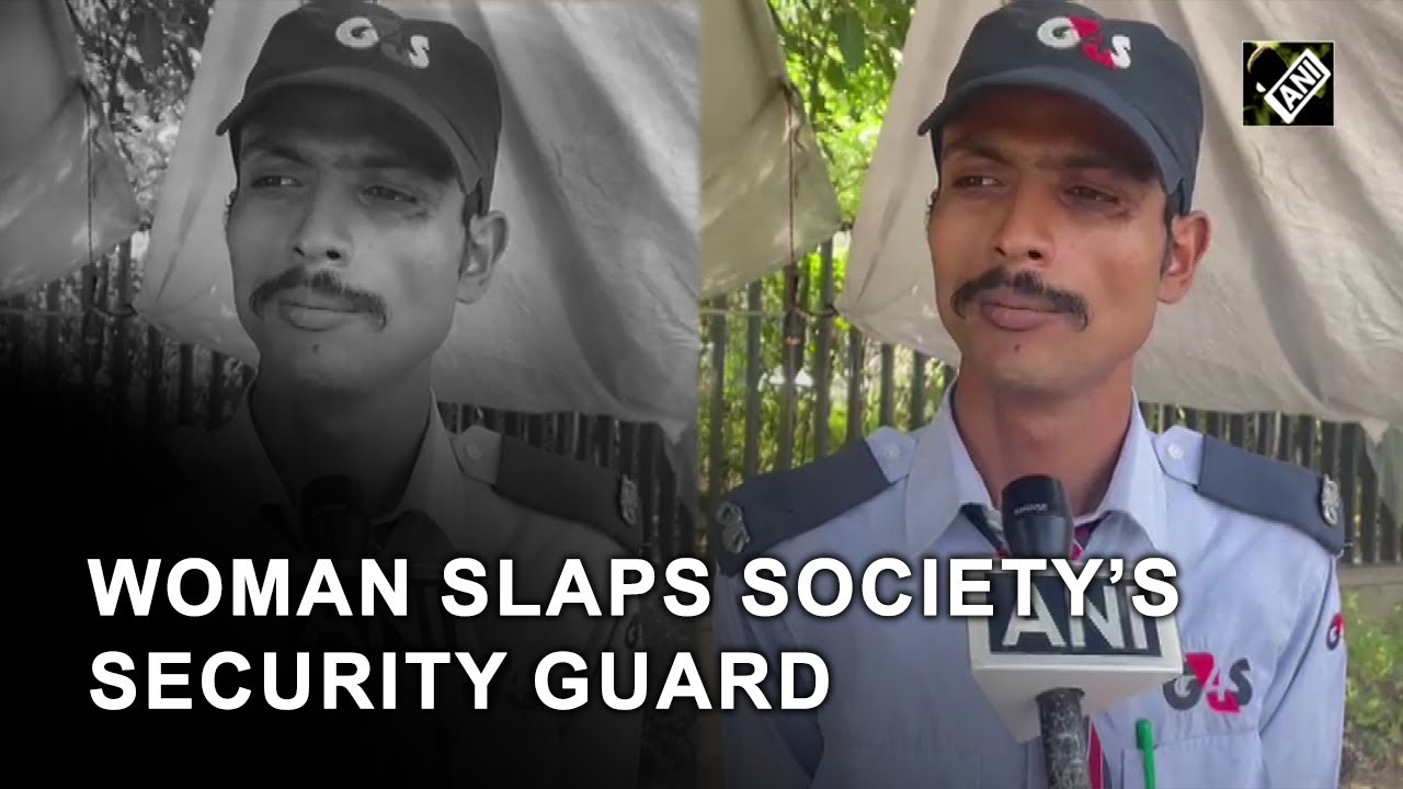 Noida: Woman slaps society’s security guard for delay in opening gate | Caught On Camera