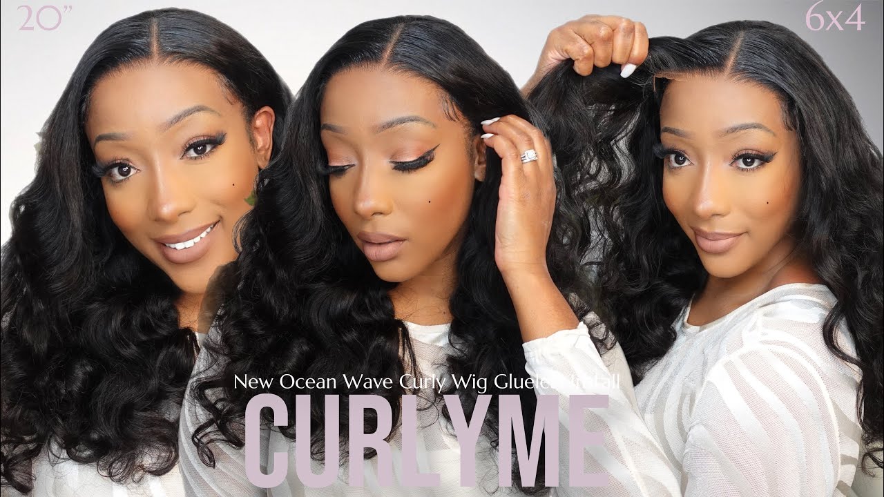 TRYING THE VIRAL OCEAN WAVE GLUELESS WIG INSTALL | FT. CURLYME