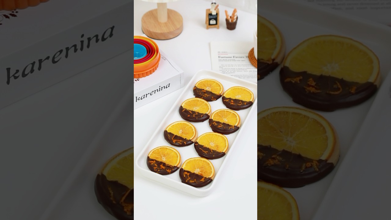 Chocolate Dipped Orange Cookies, delicious and easy recipe to make 🍊😋#cookies #recipe #shorts