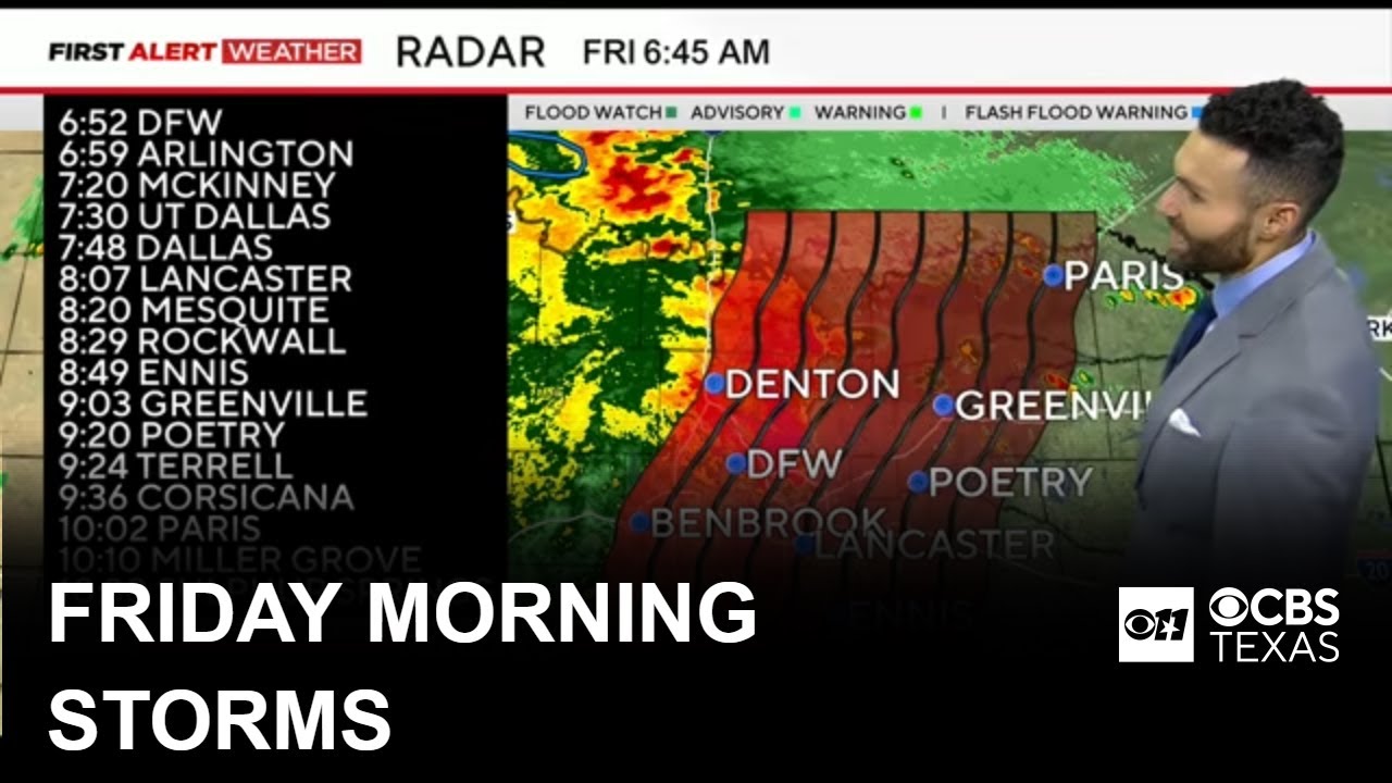 Storms moving through North Texas Friday morning, with strong winds and flooding possible