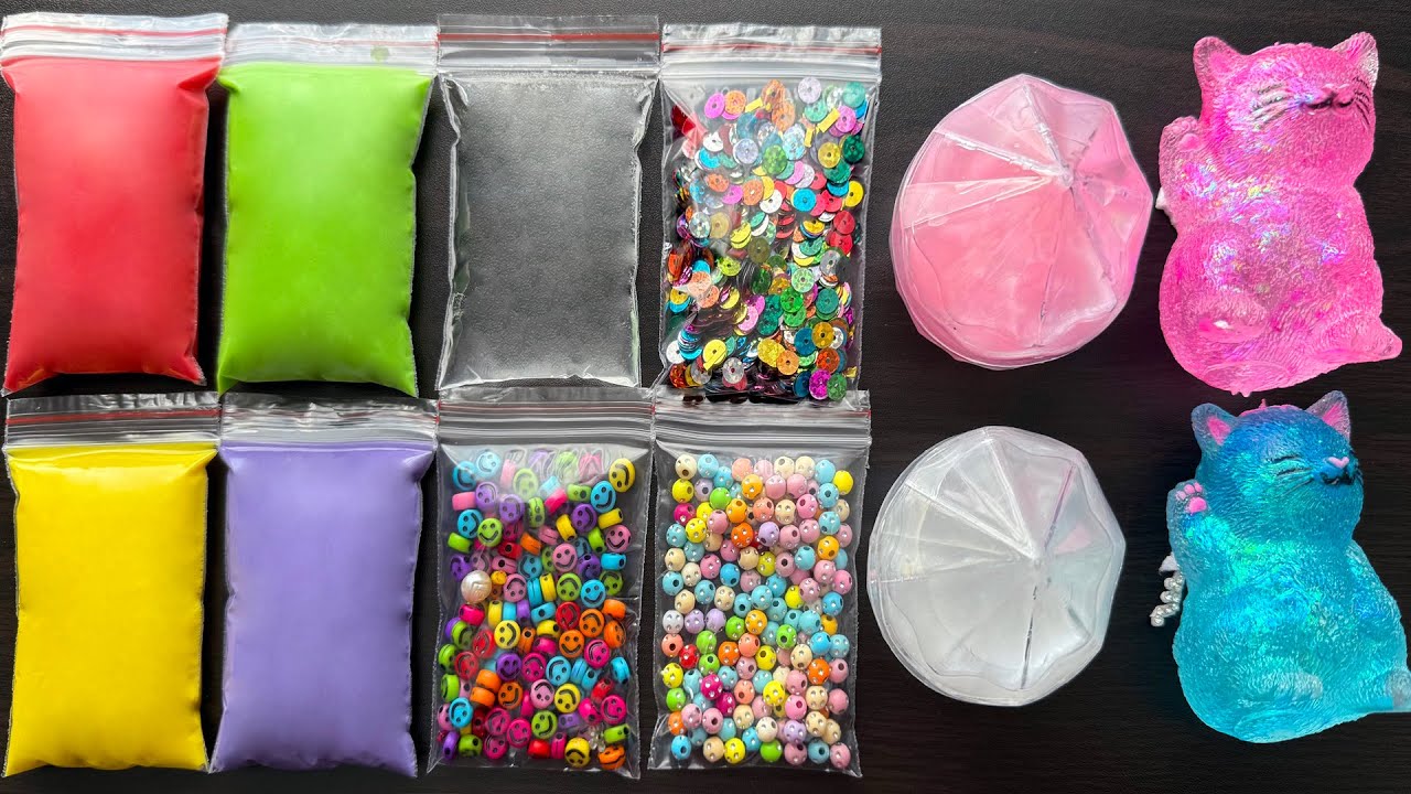 Making Relaxing Slime with Satisfying Bags Store Bought Slime and Squishy