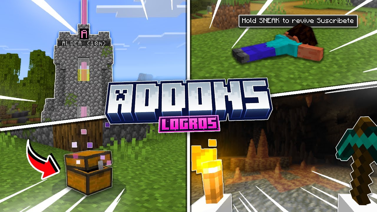 TOP 5 Addons Survival para Minecraft Bedrock 1.21 (MCPE & W10) / Sin Desactivar Logros😱😱