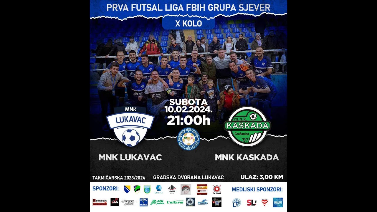 MNK Lukavac -- MNK Kaskada 10.Kolo Prve Futsal Lige FBIH Grupa Sjever