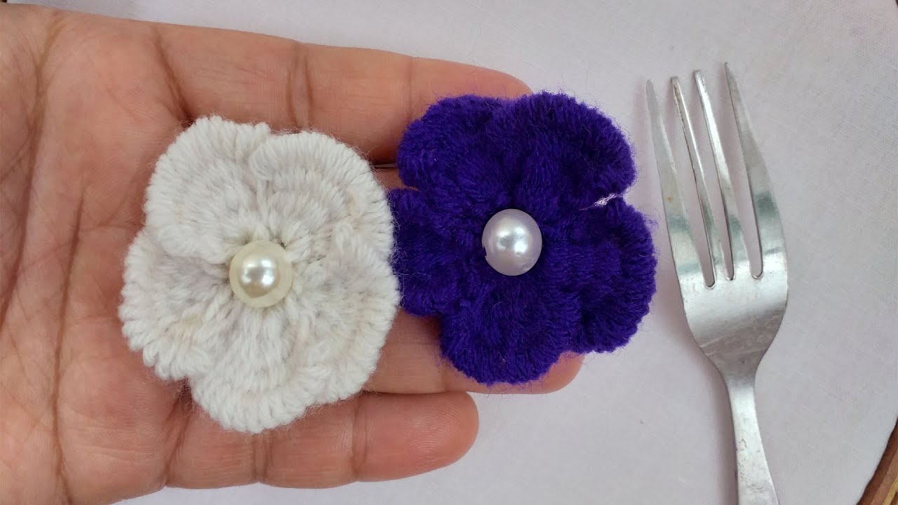 Hand Embroidery Amazing Trick# Sewing hack with fork# Easy Flower Embroidery Trick