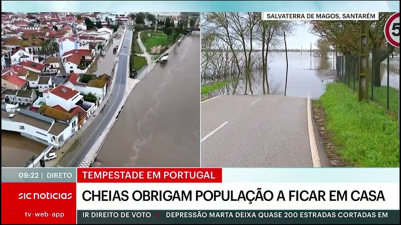 Cheias em Salvaterra de Magos - SIC Notícias - Fevereiro 2026 - 09h20m
