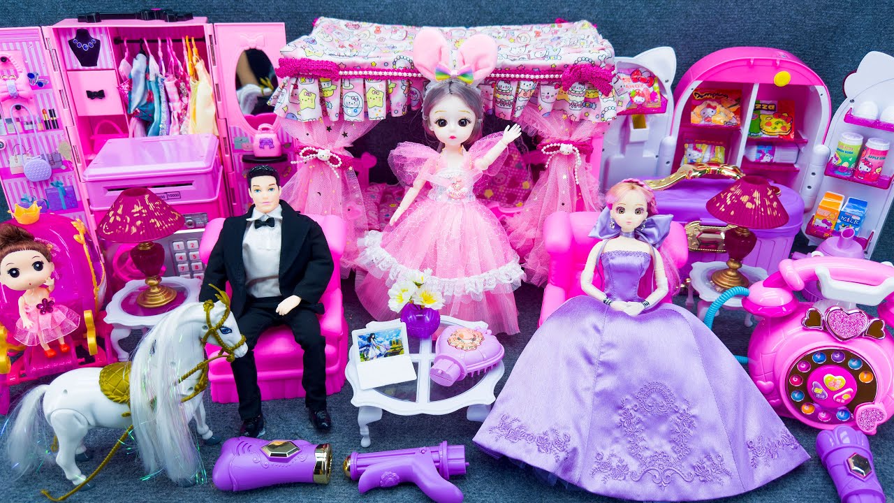 22 Minutes Satisfying Unboxing Barbie Princess Cozy Bedroom Dress Up Playset ASMR | Review Toys