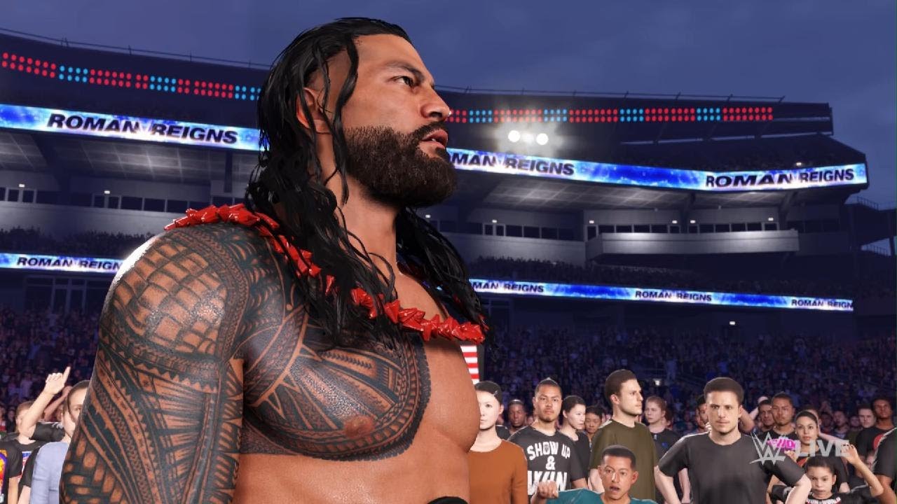 WWE 2K25 Moxley vs Reigns for the World heavyweight title fight
