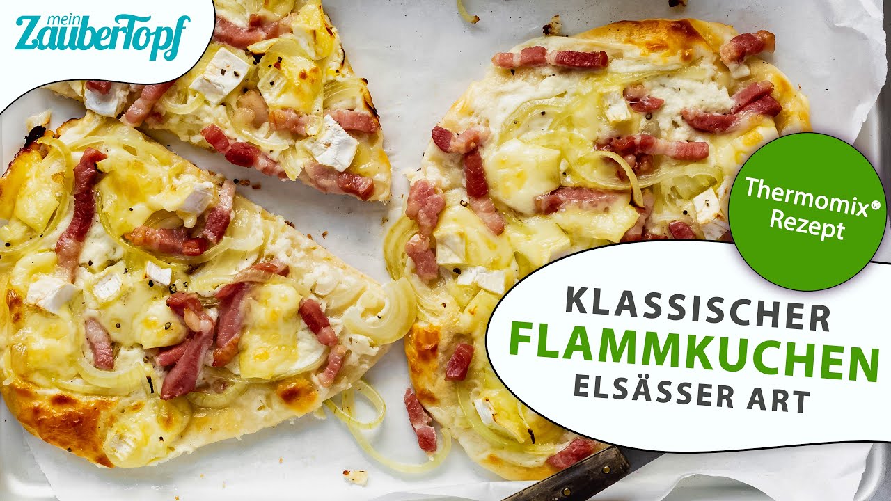 ❤️❤️ PERFEKTER Flammkuchen mit dem Thermomix®: Flammkuchen Elsässer Art - super knusprig! |