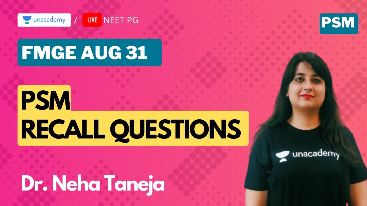 FMGE AUG 31st Community Medicine Recall Questions with Dr. Neha taneja
