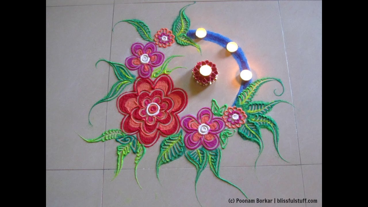 Diwali special small rangoli design | Innovative and easy rangoli designs with colors