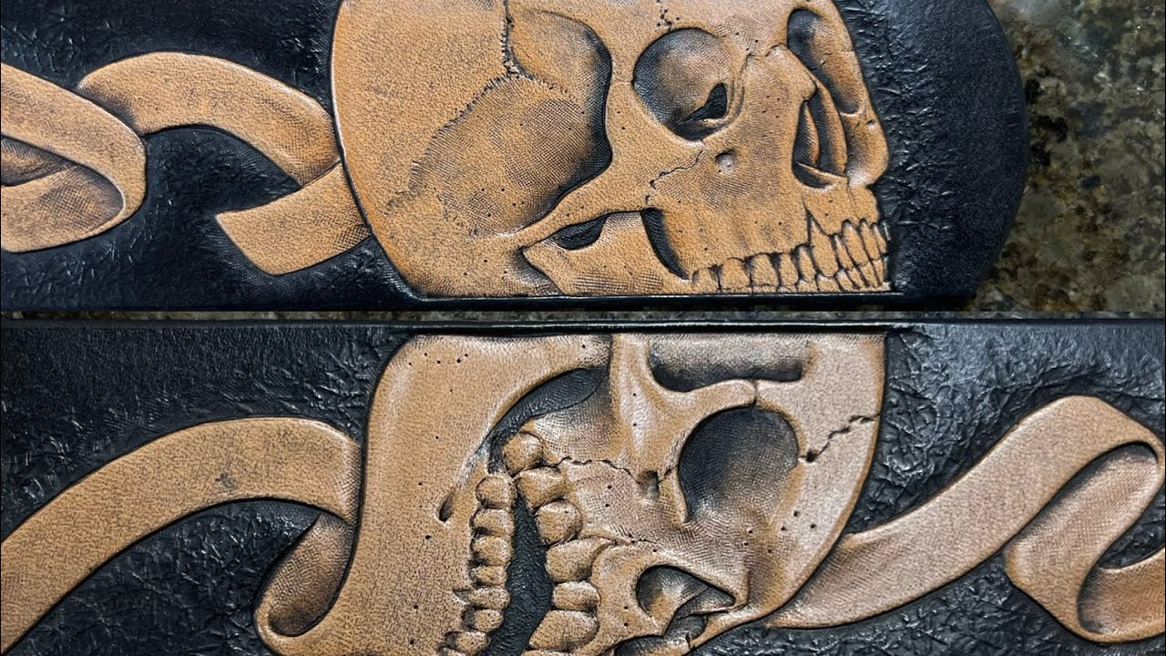 skull carving #skull #carving #leatherwork