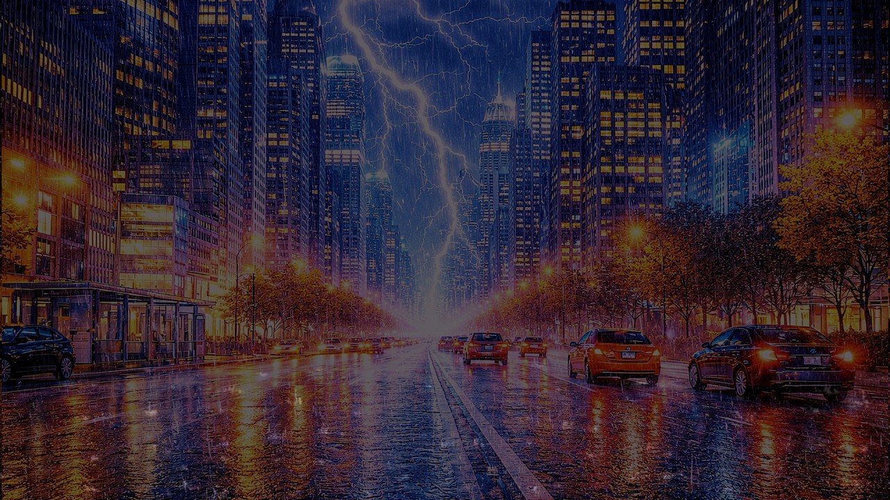Rainy City Night Ambience for Studying and Sleeping