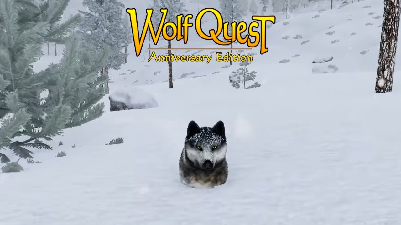 Wolf playing in the snow in WolfQuest: Anniversary Edition