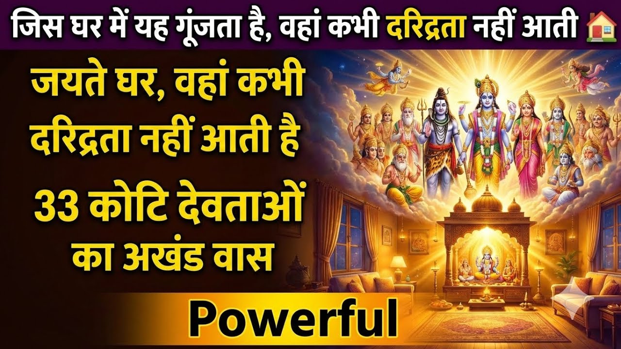 जिस घर में यह गूंजता है, वहां कभी दरिद्रता नहीं आती 🏠 33 कोटि देवताओं का अखंड वास  Powerful mantr 
