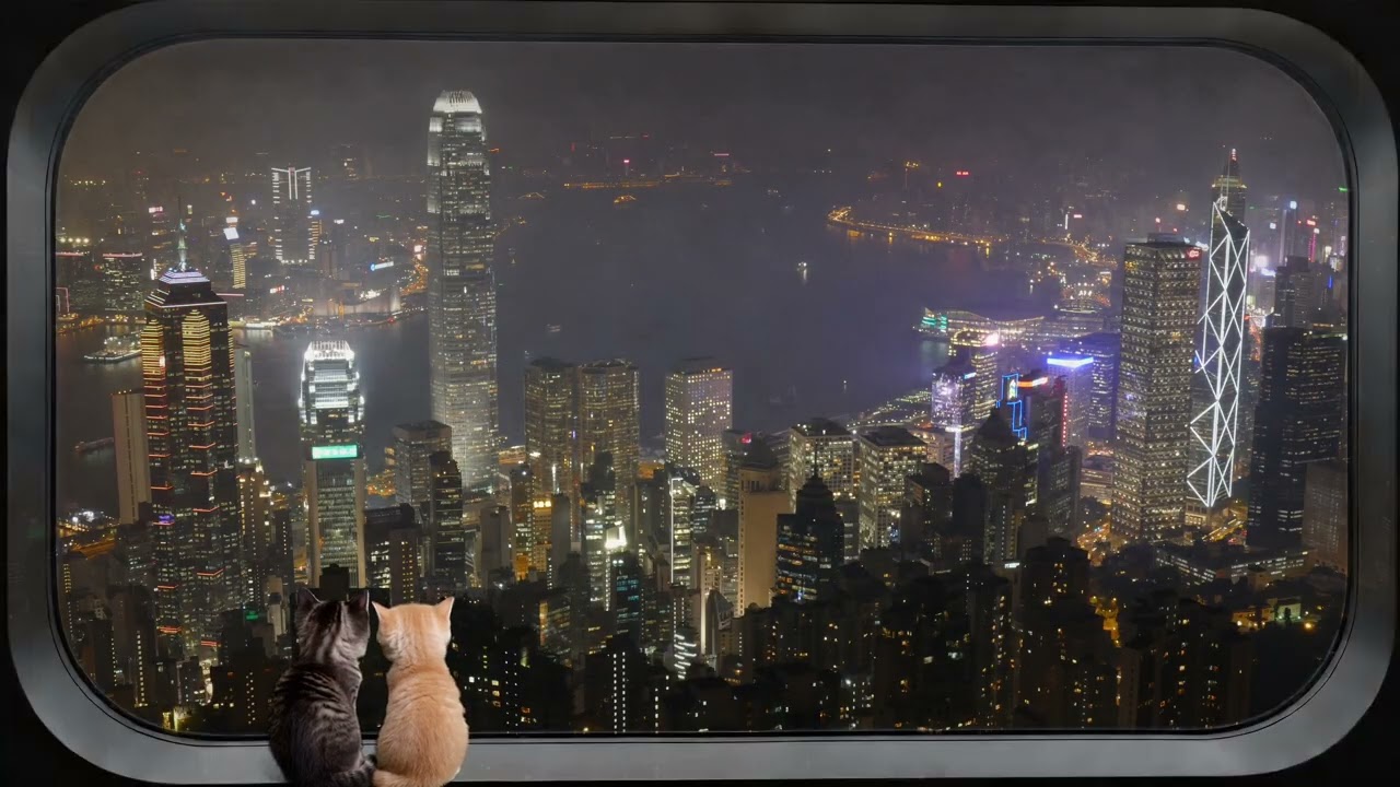 Night in HongKong, 4K, Sleep, No Ad
