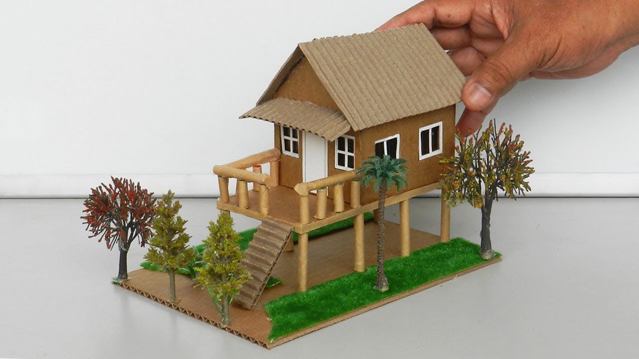 How To Make Easy Cardboard House Model with Garden #157