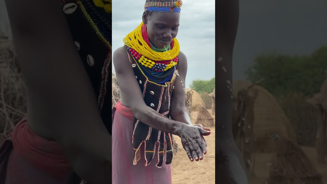 Nyangatom Woman&rsquo;s Unique Hand Washing Ritual | #TribalTraditions #OmoRegionTours #OmoValley #Shorts