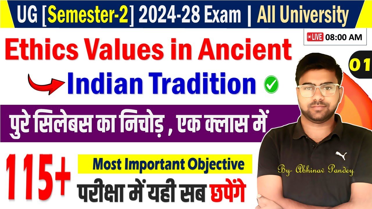 Ethics Values in Ancient Indian Tradition ( Vac-2) Important Objective Question 2nd Semester 2024-28