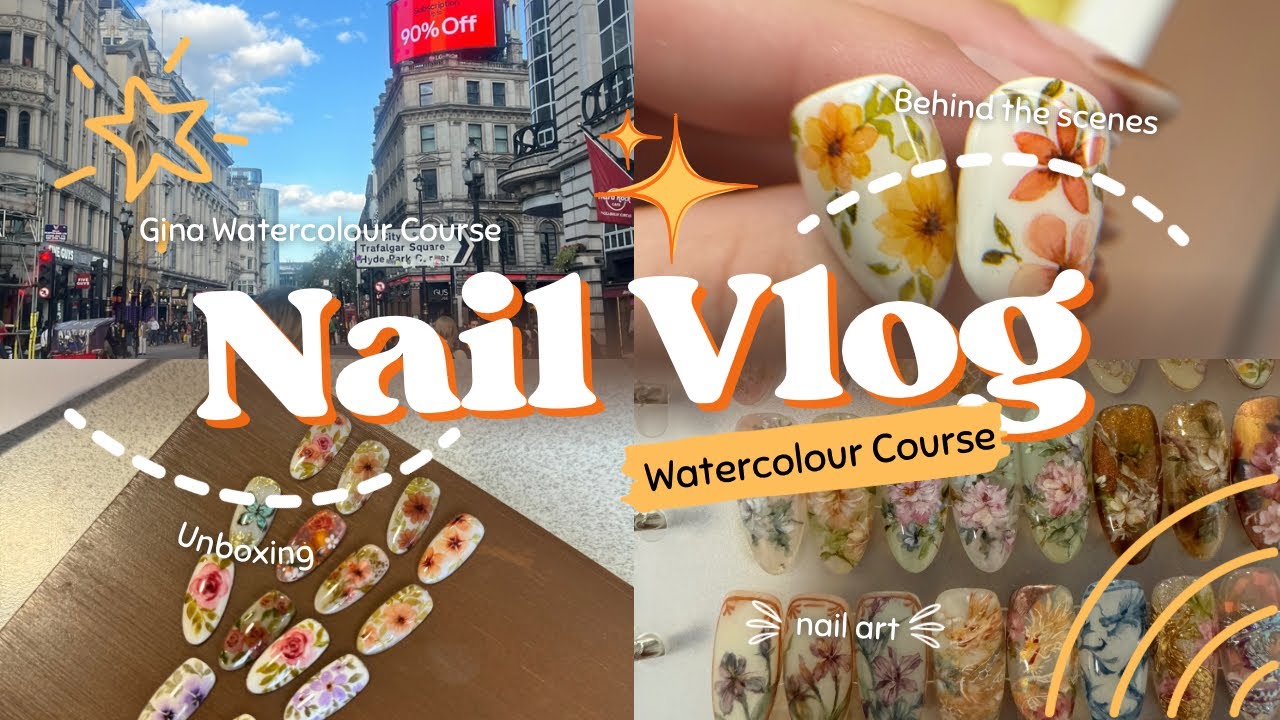 Nail Tech Vlog | Gina Nail Art Watercolour course, Japanese Nail Haul, Watercolour Nail Art