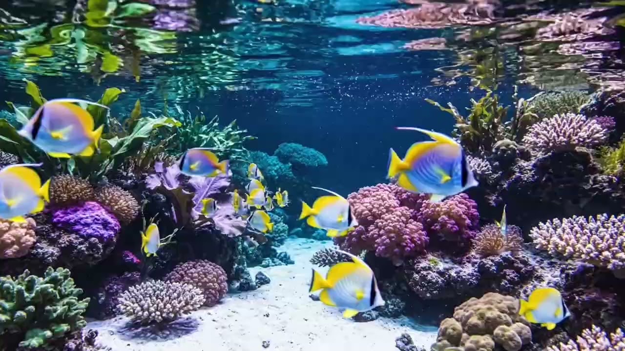Relaxing Tropical Aquarium 🌌 Slow Fish, Gentle Ripples | Purple Pink Fluorescent Ambience