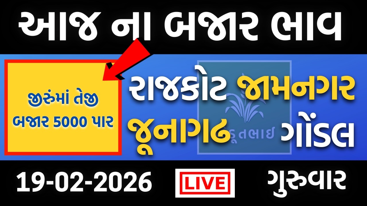 આજના 100% સાચા બજાર ભાવ | 19 02 2026 | રાજકોટ, ગોંડલ, જામનગર, જૂનાગઢ | ગોંડલ માર્કેટ યાર્ડ ના ભાવ