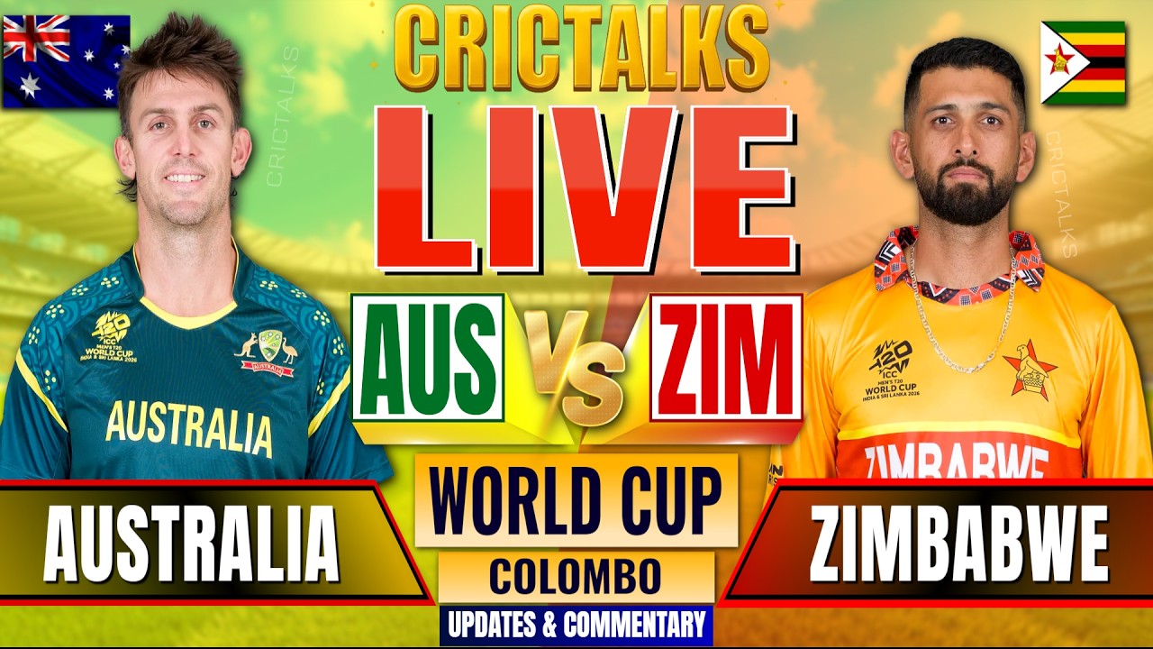 🔴 AUS vs ZIM, Cricket Live Scores & Commentary, World Cup,  1st Innings Live Match Today