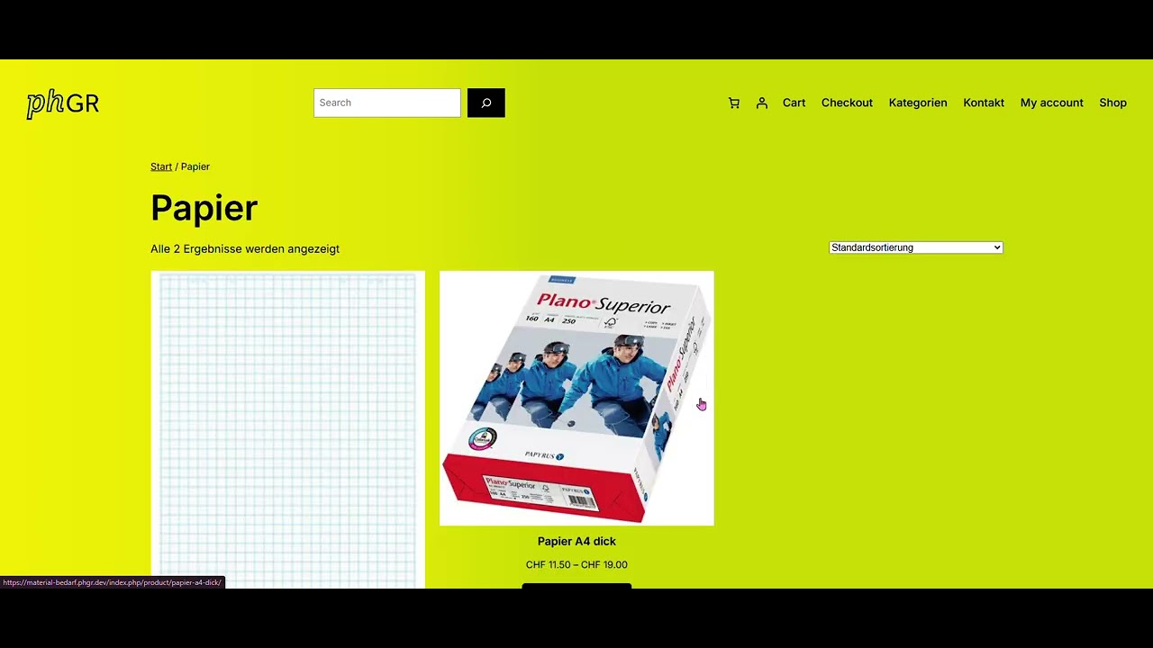 Bildschirmaufnahme Webseite Projektergebnis