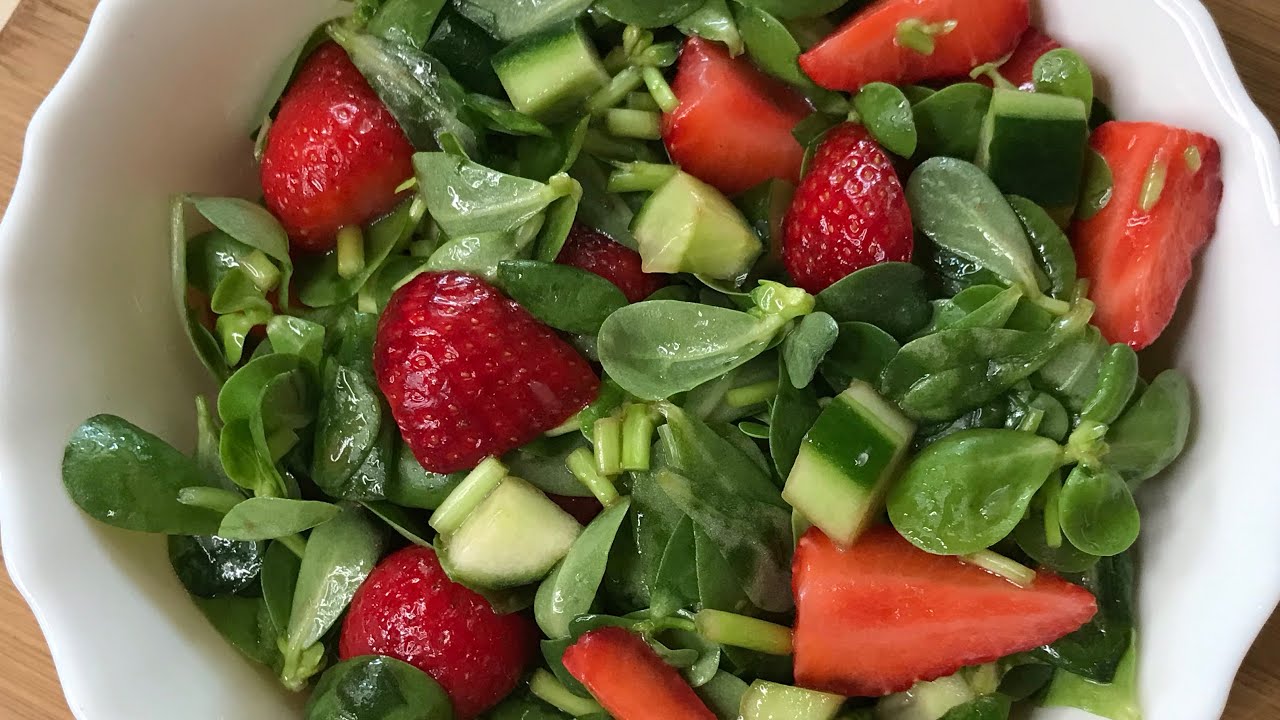 Enfes Çilekli Semizotu Salatası |Tam Zamanı |Çok Faydalı |Delicious Purslane Salad With Strawberries