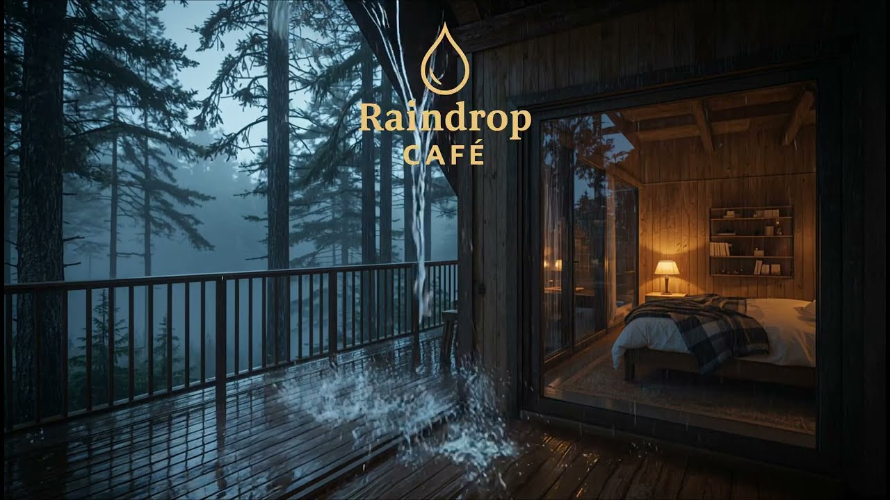 🌧️ Rainy Forest Cabin Balcony – Cozy Evening Ambience | , No Thunder