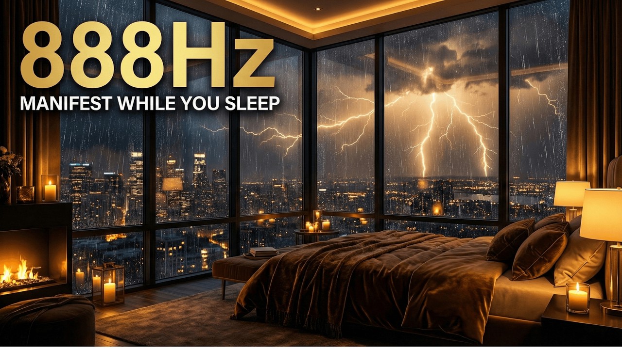 888Hz Abundance Meditation Frequency & Thunderstorm Sounds for Sleeping | Manifest Wealth