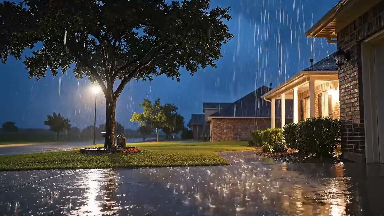 Texas Backyard Rain at Night | 8 Hours | Sleep Rain Sounds | Pure Rain for Sleep