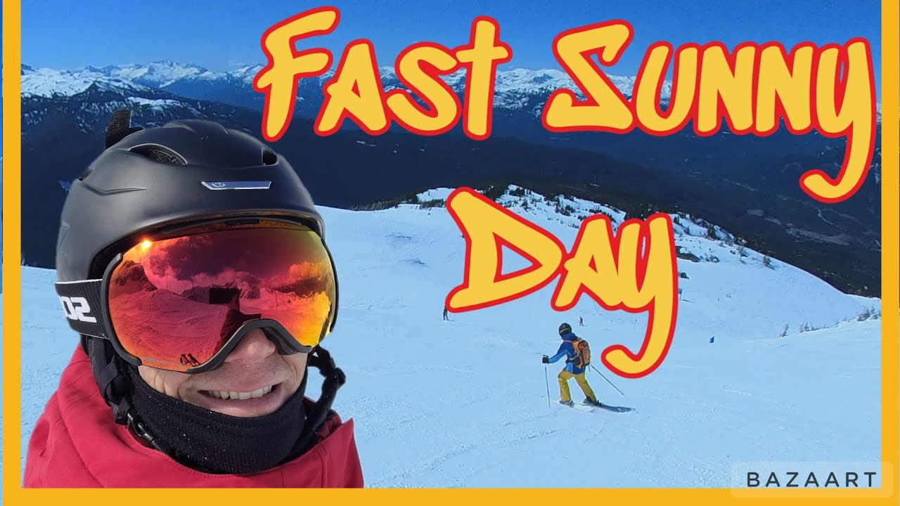 Whistler April 5 Blue Bird Day, FAST Skiing 90km/h !!!