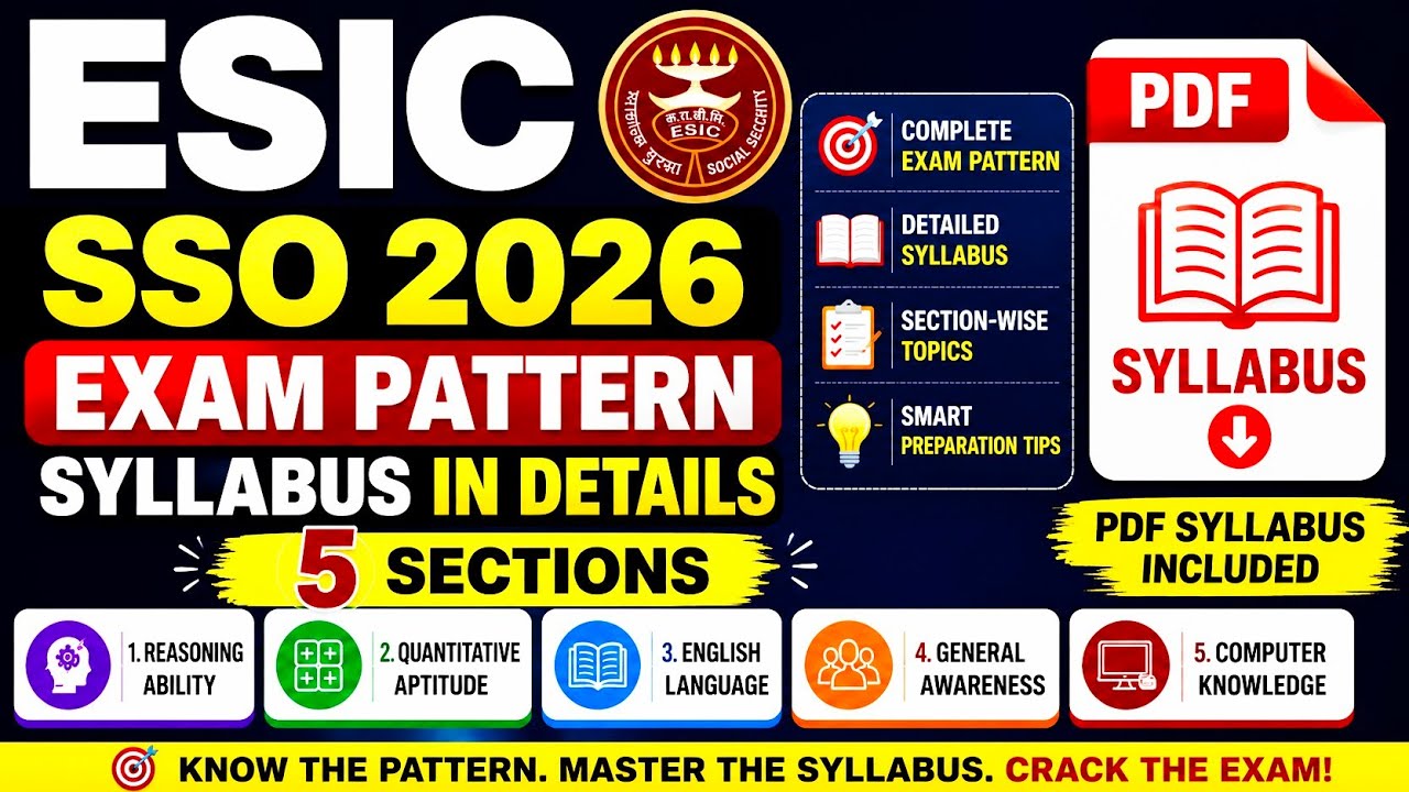ESIC SSO 2026 Exam Pattern & Complete Syllabus | 5 Sections Explained | PDF