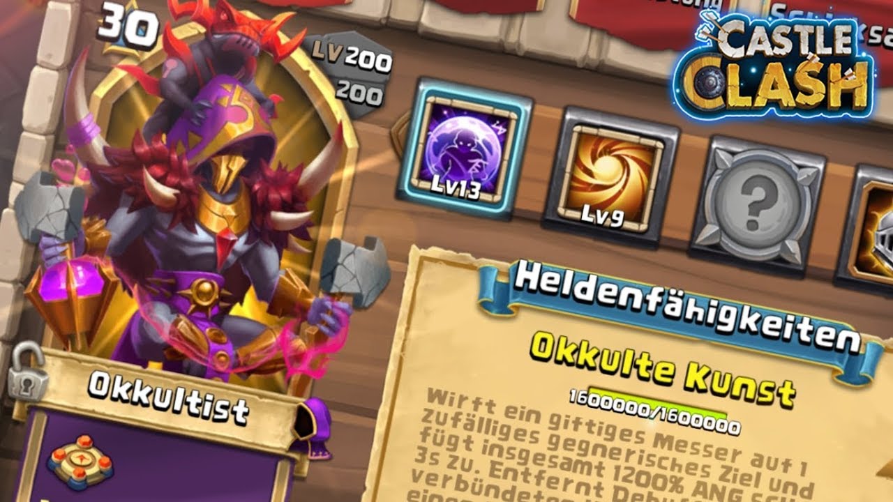 Okkultist lvl 200 | 13/13 | 9/9 Heiliges Licht | Castle Clash | Schloss Konflikt