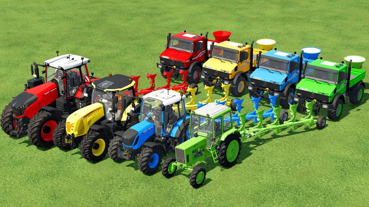 TRANSPORT OF COLORS MİNİ TRACTORS GIANT TRACTORS TRUCKS LİME WORK PLOW WORK Farming Simulator 22#