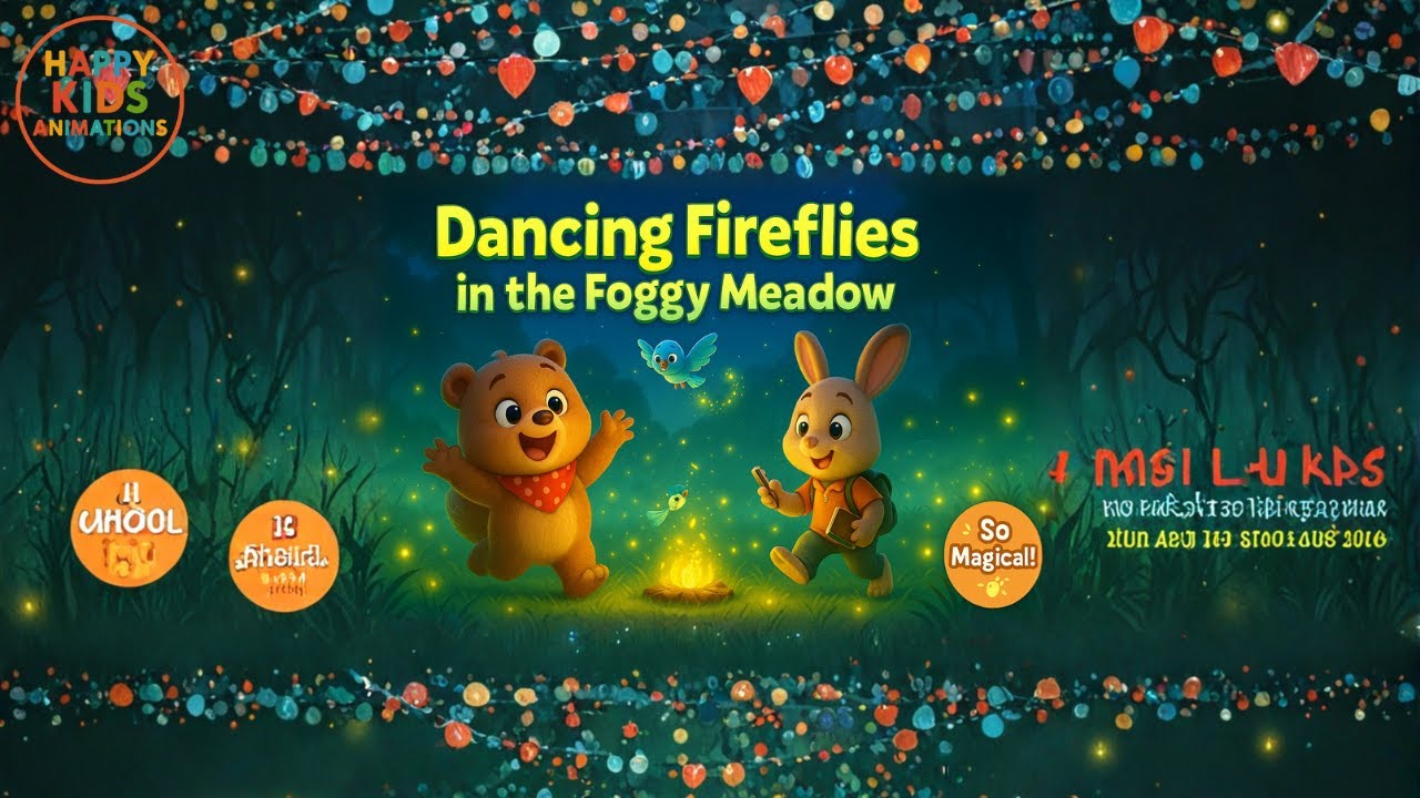🌫️✨ Dancing Fireflies in the Foggy Meadow – A Magical Night with Milo & Ollie! 🐻🐰🌟