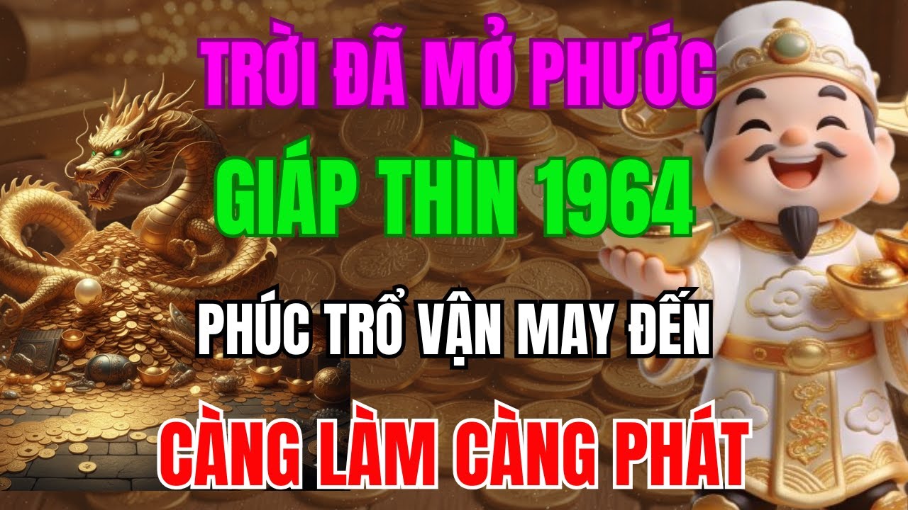 TRỜI ĐÃ MỞ PHƯỚC, GIÁP THÌN 1964 SẮP THOÁT NGHÈO, PHÚC TRỔ VẬN MAY ĐẾN, CÀNG LÀM CÀNG PHÁT!