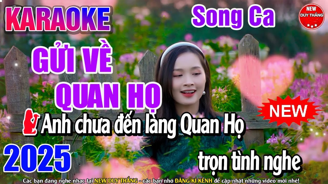 Gửi Về Quan Họ Karaoke Song Ca HAY NHẤT - New Duy Thắng