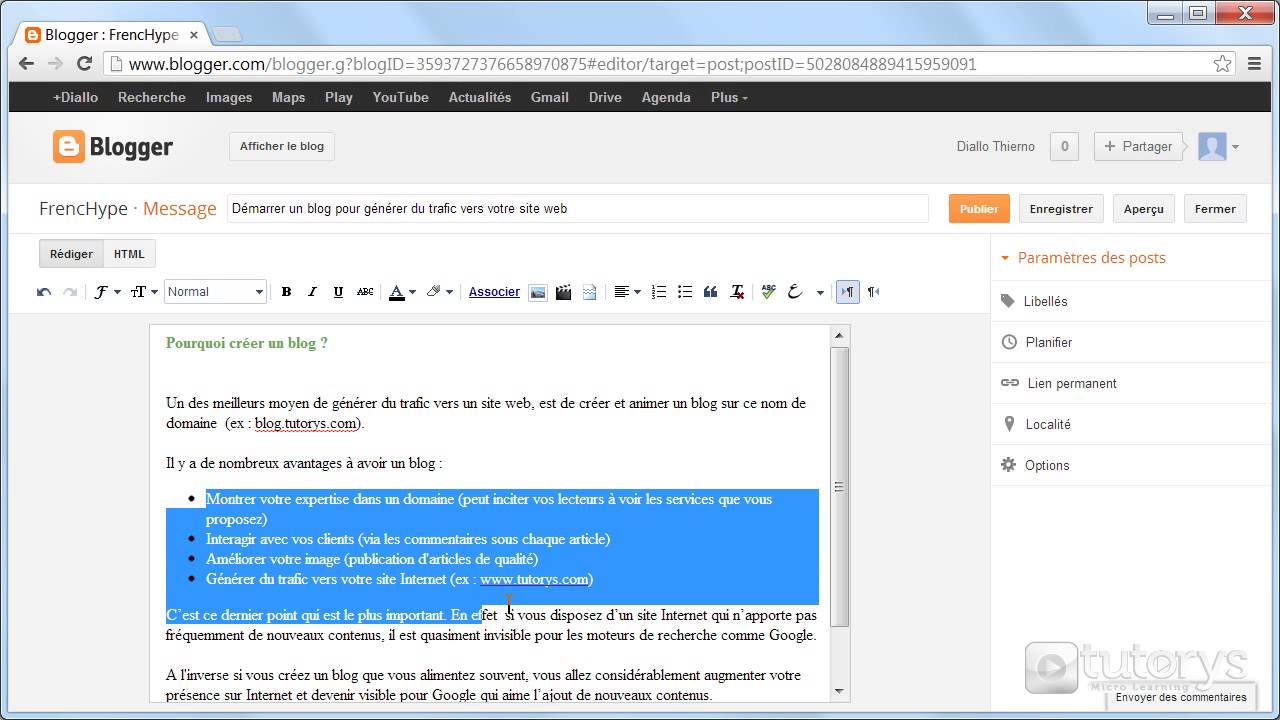 Comment écrire et publier un article avec Blogger ?